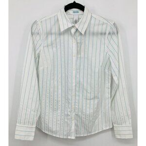 IZOD Golf Top Women Size Small S White Blue Stripe SwingFlex Stretch New B80